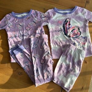 100% Cotton Purple Butterfly Kids Pajamas Set